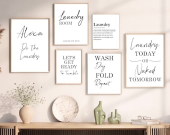 Funny Laundry Room Art Print Set of 6 (Digital Download)