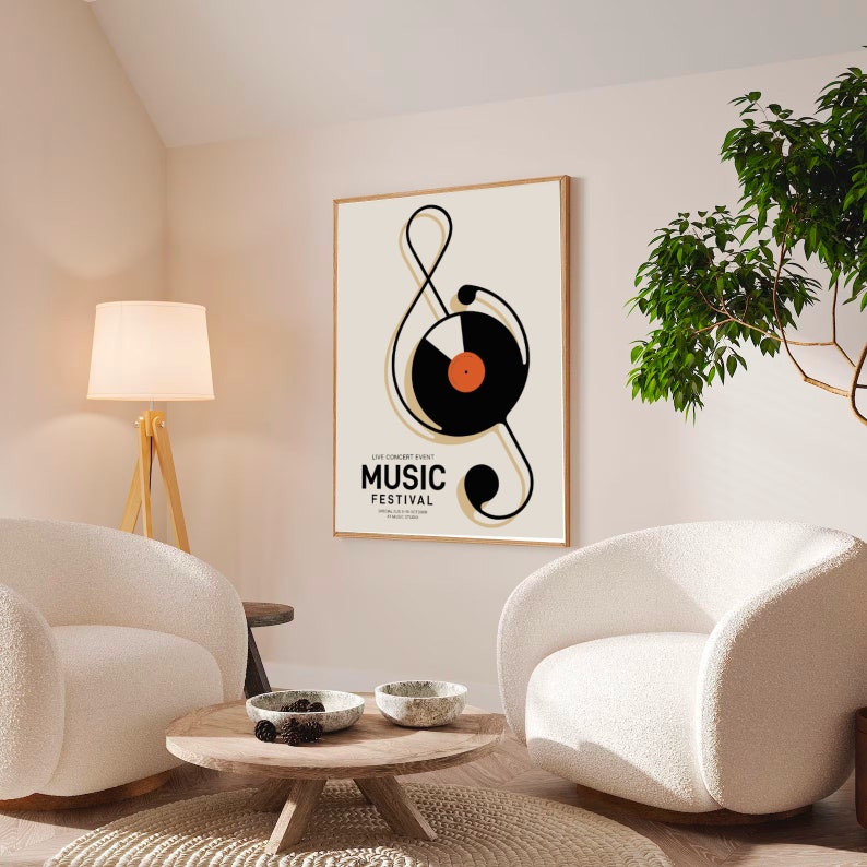 Jazz Music Wall Art Set of 4, Music Posters, Jazz Wall Art Vinyl Poster Music poster, Festival Print, Vintage posters, Mid century Wall Art image 4