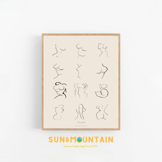 Body Positivity Line Art Print: Minimalist Female Form (Digital Download)