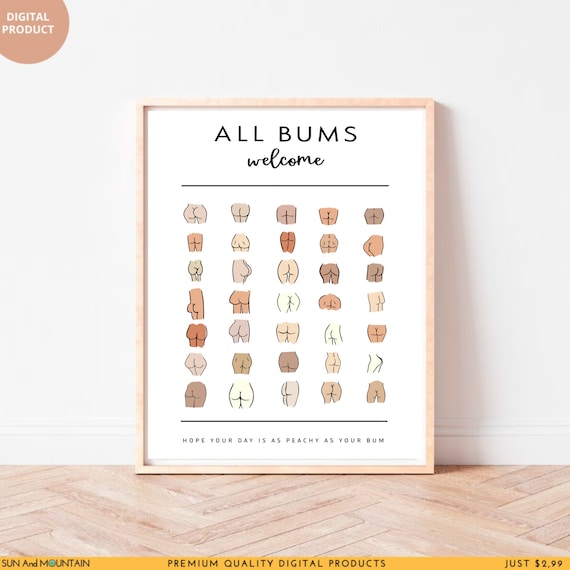 Funny Bum Print: Boho Bathroom Wall Art (Digital Download)