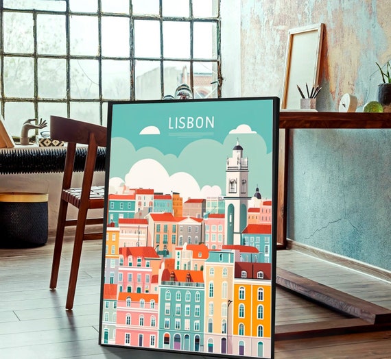 Lisbon Cityscape Art Print: Portugal Travel Poster (Digital Download)