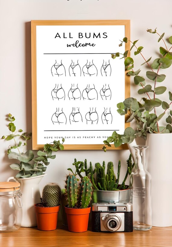 Body Positive Bum Print: Funny Boho Bathroom Wall Art (Digital Download)