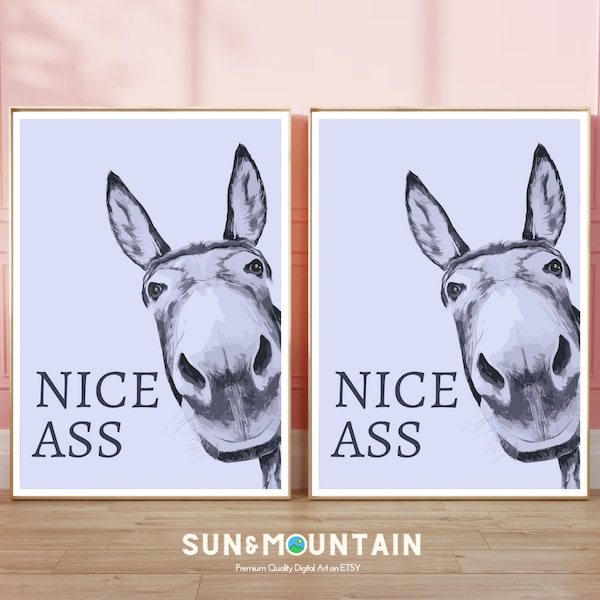 Funny Bathroom Accent: Nice Ass Donkey Toilet Decor for a Playful Touch. Delightful Ass Art for Animal Lovers.