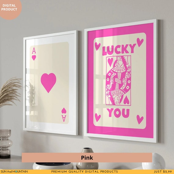Retro Ace Card Art Prints: Trendy Wall Decor Set (Digital Download)