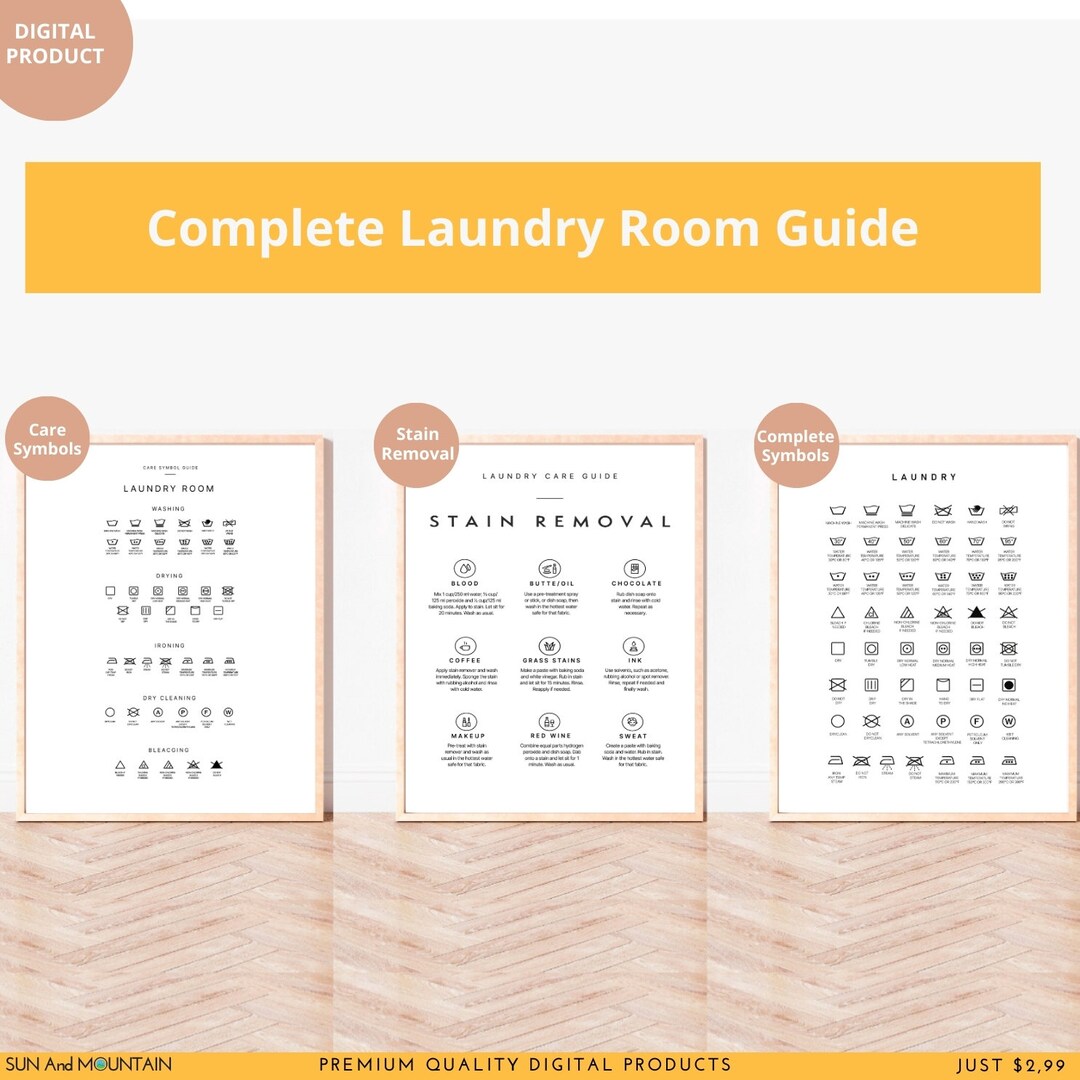 Complete Laundry Room Guide 3 Print Set Printable Wall Art Etsy