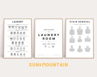 Laundry Room Print Set: Stain Removal & Symbols Guide (Digital Download)
