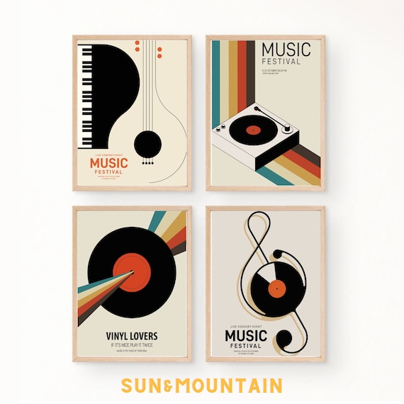 Jazz Music Poster Set: Mid-Century Modern Art (Digital Download)