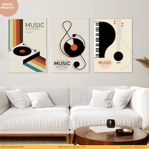 Jazz Music Wall Art Set of 4, Music Posters, Jazz Wall Art Vinyl Poster Music poster, Festival Print, Vintage posters, Mid century Wall Art image 7