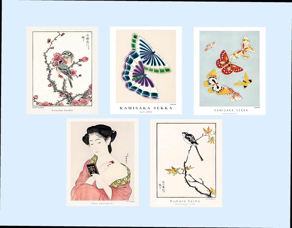 Japanese Art Print Set: Goyo Hashiguchi, Kamisaka Sekka, Numata Kashu (Digital Download)
