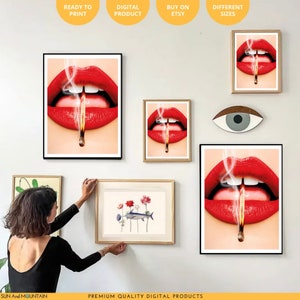 Lip Wall Decor | Lip Canvas Print | Instant Download | Wall Art | Digital Download | Lip Art | Audrey Hepburn  Poster | Lip Woman Artwork