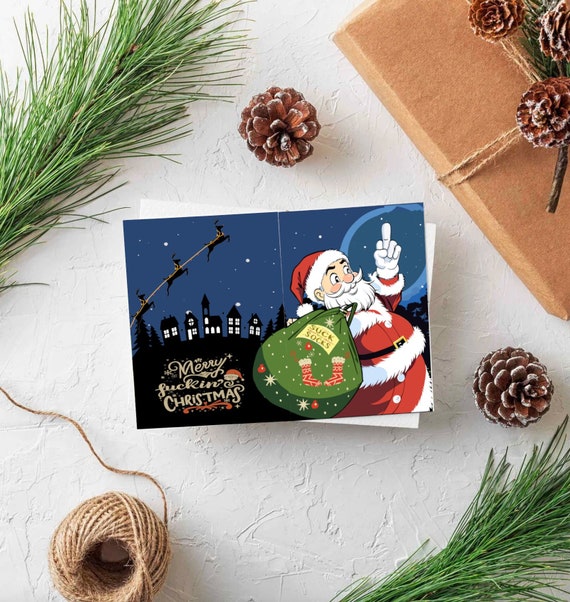 Funny Santa Christmas Card: Adult Humor Holiday Card (Digital Product)