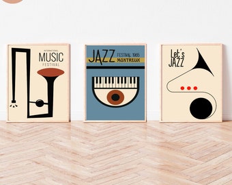 Jazz Music Poster Set: Mid-Century Modern Art Prints (Digital Download)