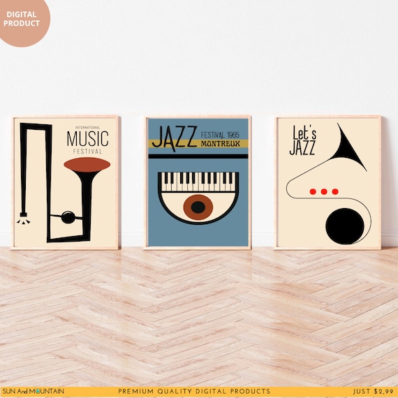 Jazz Music Poster Set: Mid-Century Modern Art Prints (Digital Download)