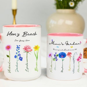Muttertag Omas Gartentasse, personalisierte Nans Garden Geburtsblumentasse, Muttertags-, Geburtstags- und Weihnachtsgeschenke für Mama und Oma