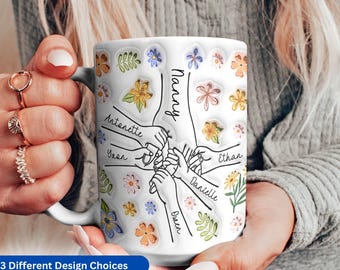 Personalized Holding Grandma’s Hand Mug, Mother&#39;s Day Gift for Mom, Customized Grandma Mug, Nana Mug from Grandkids, Nanny Mug, Mimi Mug.