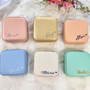 Gepersonaliseerde reissieradendoos met naam, reissieradendoos, aangepaste sieradendoos, reissieradendoos met naam, geschenk voorstel bruidsmeisje.