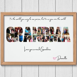 Personalized Grandma Photo Collage Print, Mother&#39;s Day Gift For Grandma, Custom Collage Gift For Grandma, Custom Collage Canvas for Grandma.