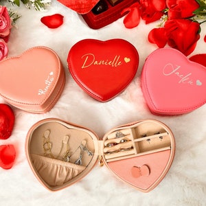 Benutzerdefinierte herzförmige Schmuckschatulle für Valentinstag Geschenk, Einzigartige Reise-Etui für Sie, Benutzerdefinierte Muttertags-, Geburtstags- und Weihnachtsgeschenk.