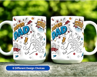Personalized Father's Day Mug for Dad: Custom Kids Names Fist Bump Coffee Cup