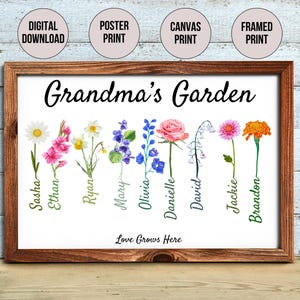 Customized Grandma's Garden Birth Flower Print,Personalized Mothers Day, Christmas & Birthday Gift,Grandma's Garden Digital Download