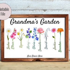 Grandma's Garden Birth Flower Print, Mother's Day Gift for Grandma, Personalized Gift for Grandma, Mother's Day Custom Gift, Family Garden.