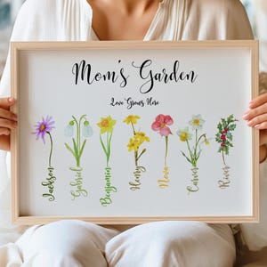Anpassat tryck med mormors trädgård, poster med mormors trädgårdsblomma, skylt med mammas trädgård, personlig julklapp till mormor. bild 10