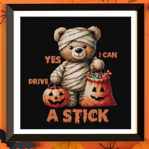 Halloween Cross Stitch Pattern PDF, Halloween Teddy Bear, Embroidery Pattern, Instant Download, X Cross Stitch Pattern, Autumn Cross Stitch