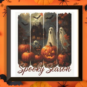 Halloween Cross Stitch Pattern PDF, Brushstroke Halloween, Embroidery Pattern, Instant Download, X Cross Stitch Pattern, Autumn Cross Stitch