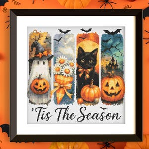 Halloween Cross Stitch Pattern PDF, Brushstroke Halloween, Embroidery Pattern, Instant Download, X Cross Stitch Pattern, Autumn Cross Stitch