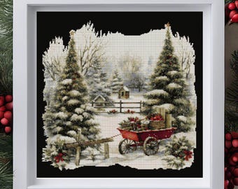 Christmas Cross Stitch Pattern PDF, Christmas Garden, Cute Embroidery Pattern, Instant Download, X Cross Stitch Pattern, Cross Stitch Winter