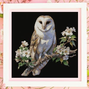 Owl Cross Stitch Pattern PDF, Barn Owl, Owl Embroidery Pattern, Instant Download, X Cross Stitch Pattern, Counted Cross Stitch, Forest Bird
