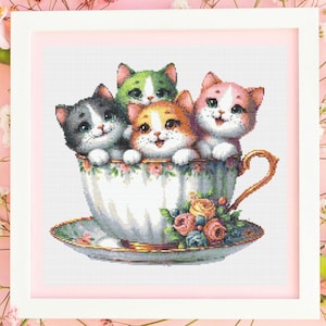Cat Cross Stitch Pattern PDF, Kitten Cross Stitch, Cute Cats Pattern, Cat Lover Gift Pattern, Instant Download, X Cross Stitch Pattern