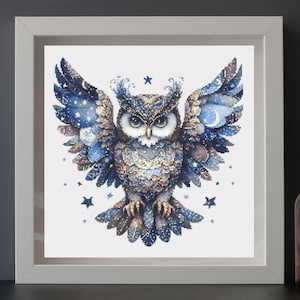 Owl Cross Stitch Pattern PDF, Night Owl, Owl Embroidery Pattern, Instant Download, X Cross Stitch Pattern, Counted Cross Stitch, Forest Bird