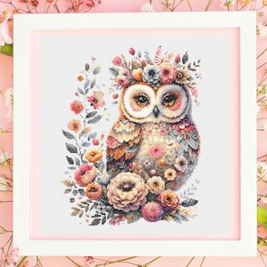 Owl Cross Stitch Pattern PDF, Boho Owl, Owl Embroidery Pattern, Instant Download, X Cross Stitch Pattern, Counted Cross Stitch, Forest Bird