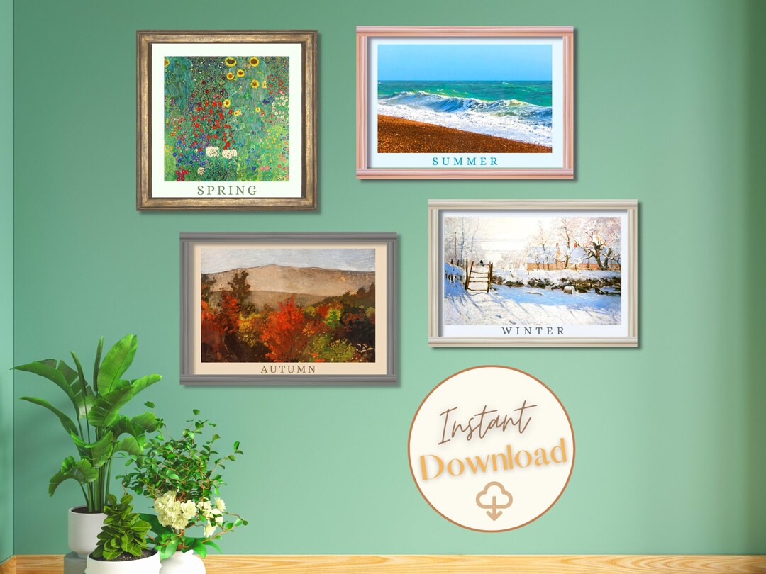 Four Seasons Wall Art Set of 4, Digital Download, Spring Summer Fall