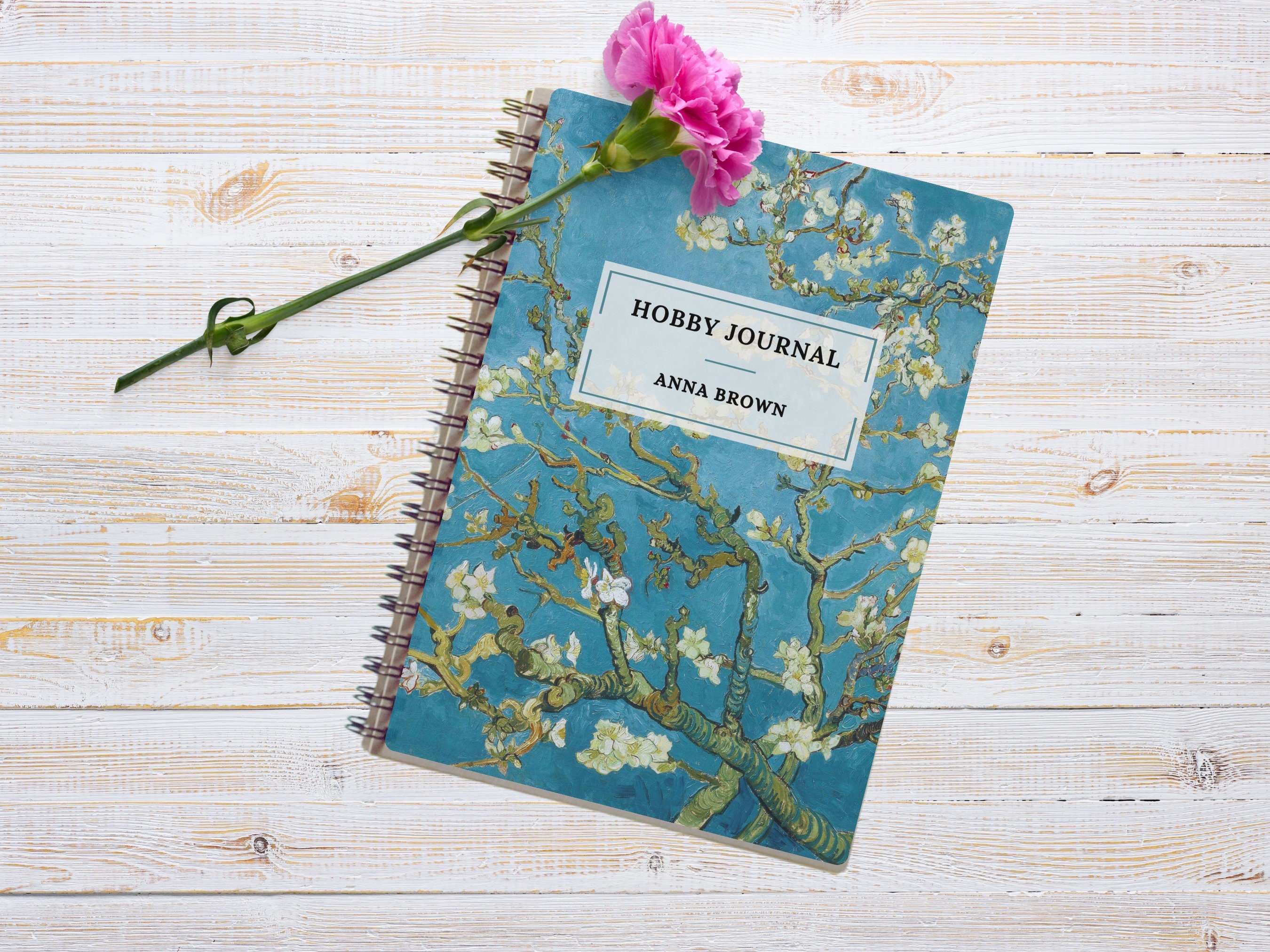 Van Gogh 4 Pieces Set of Paper Notebook 5.5 X 8.3 14 X 21 Cm Blooming  Series Pattern Unlined/plain/unruled/ Blank Paper Notebook 