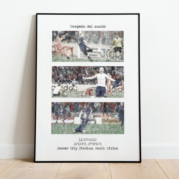 Andrés Iniesta World Cup Winning Goal Spain 2010 Wall Art Printable Digital Download