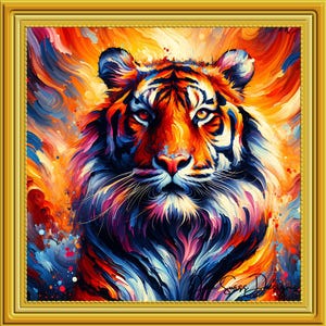 Bunter Tiger Pop Art Print: Einzigartiges Wohndekor (PNG Datei)