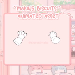 Vtuber Live2D Asset for Vtube Studio | Making Biscuits / Cookies paws Animated Animation 2D Hand drawn Cat Paw 4 colors WHITE