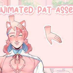 Puede incluir: Mano animada dando palmadas en la cabeza de una persona. La persona tiene el pelo rosa, los ojos azules y lleva un atuendo rosa y blanco con un recorte en forma de corazón. El fondo es rosa con un borde blanco.