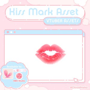 Vtuber Live2D Asset for Vtube Studio | Kiss Mark Asset Animated Animation 2D Hand Drawn Animation | Pink
