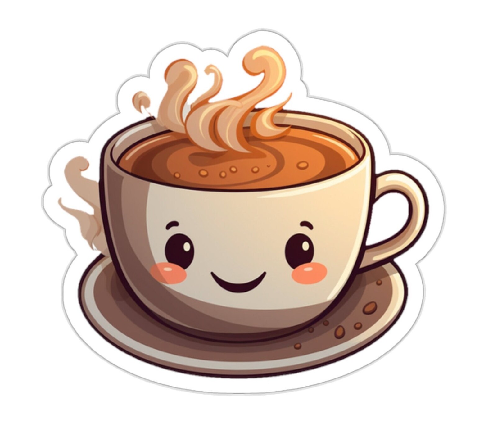 Cute Coffee Cup Sticker Variety of Sizes - Etsy