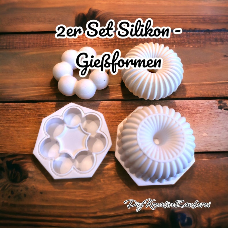 2er Set Silikonform Gießform Kerzenständer /Pustekuchen/ Mini-Gugelhupf/Blume/Vase-Trockenblumen/ skandinavisch Bild 2