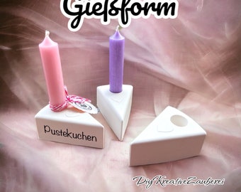 Silikonform Gießform Tortenstück /Kerzenständer/Pustekuchen/Kuchen /Kerzenhalter Giessform/ Raysin-Form