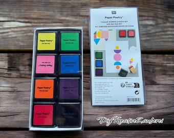 Stempelkissen Paper Poetry Tusche-Stempelkissen-Set 8 Farben Essentials Mix