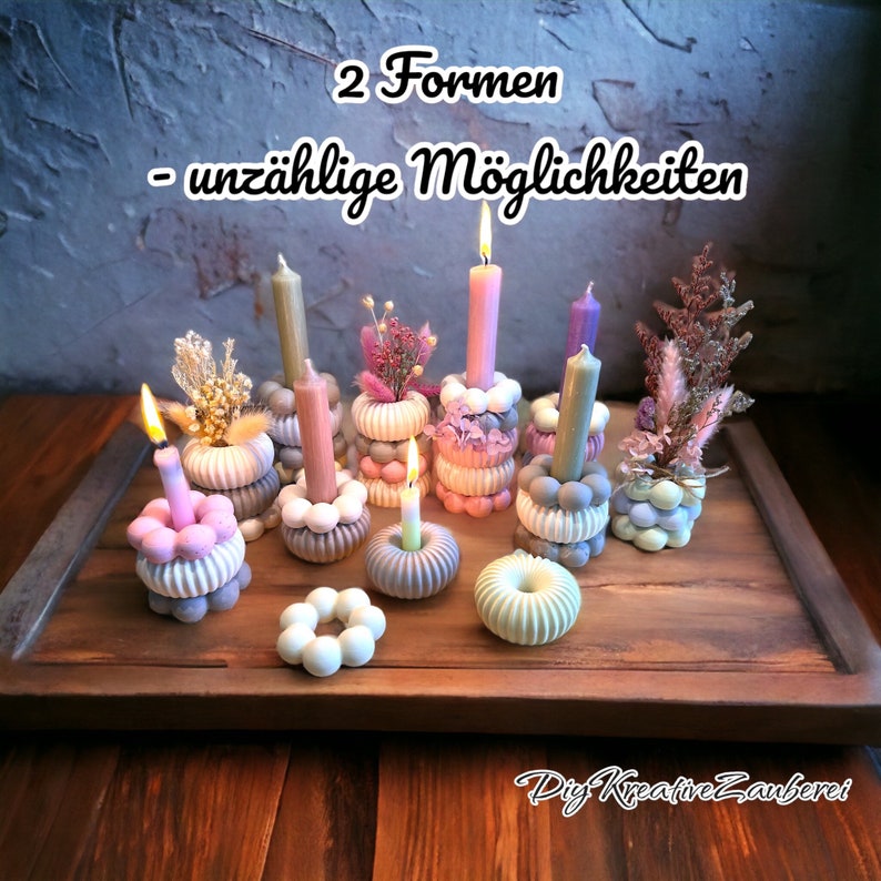 2er Set Silikonform Gießform Kerzenständer /Pustekuchen/ Mini-Gugelhupf/Blume/Vase-Trockenblumen/ skandinavisch Bild 7