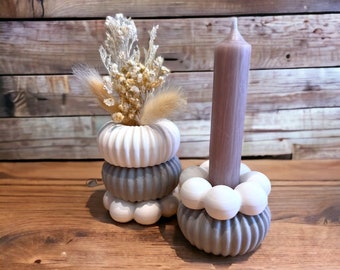 2er Set Silikonform Gießform Kerzenständer /Pustekuchen/ Mini-Gugelhupf/Blume/Vase-Trockenblumen/ skandinavisch