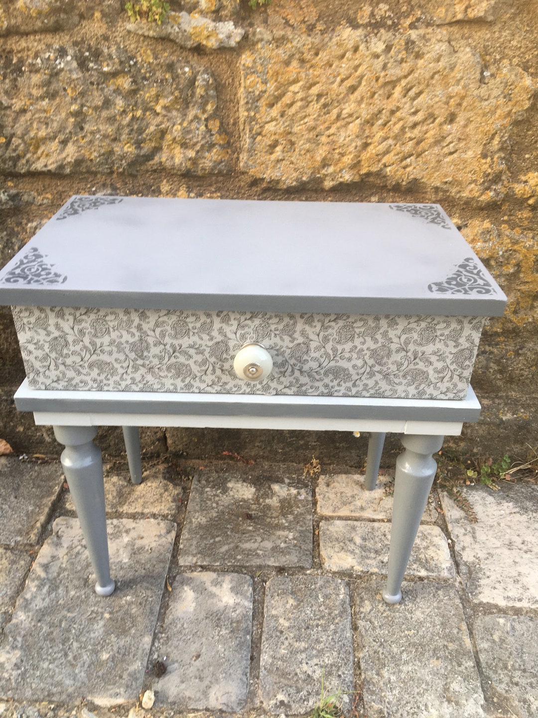 Vintage Gray Bedside Table Revamped From the 60s Etsy