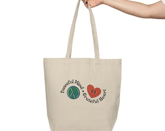 Peaceful mind, Grateful heart - Canvas Shopping Tote