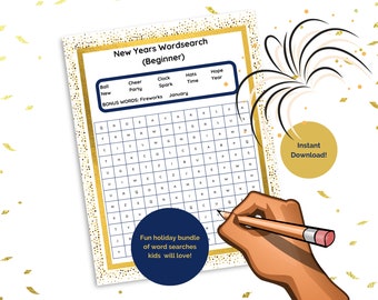 New Year's Word Search Bundle: Therapeutic Vocabulary Puzzles for School-Based Therapists| Unlock therapeutic fun this New Year!